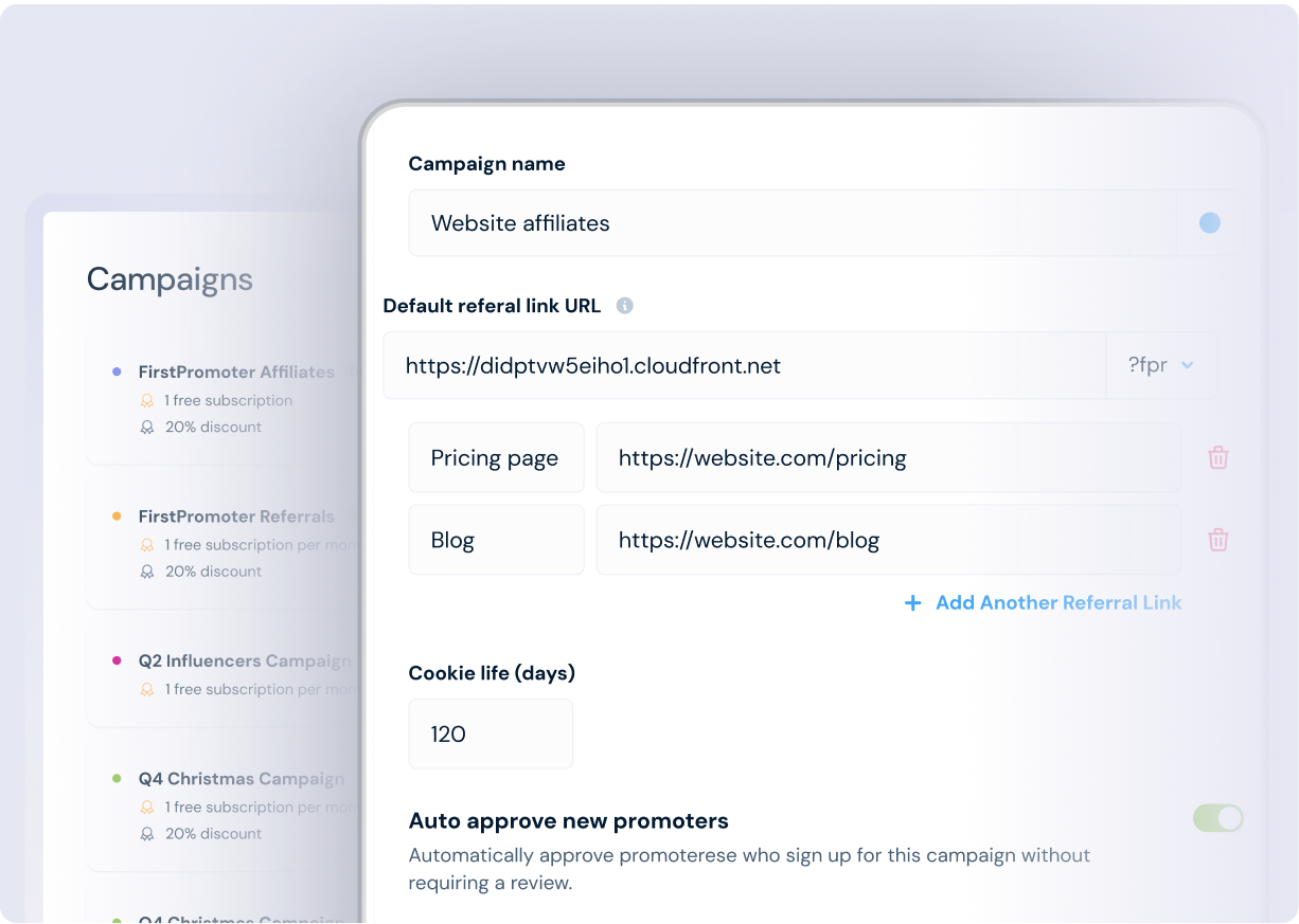 Campaign tracking settings