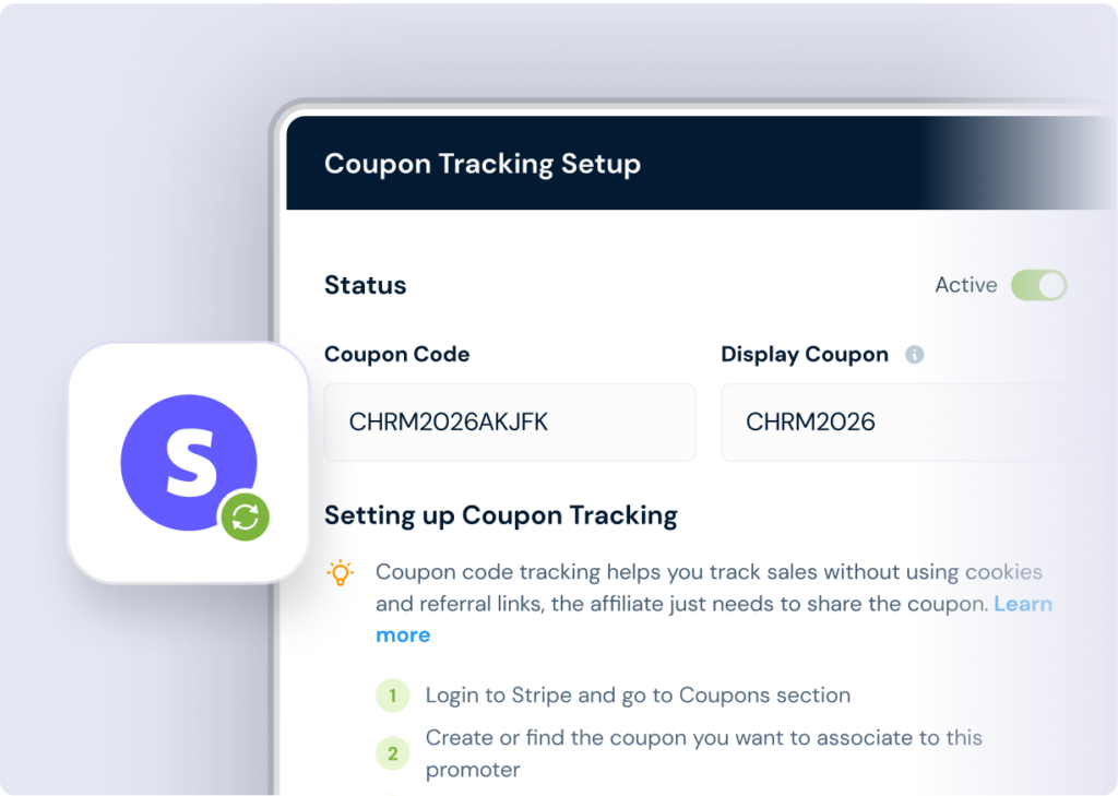 Coupon code tracking Stripe auto generation