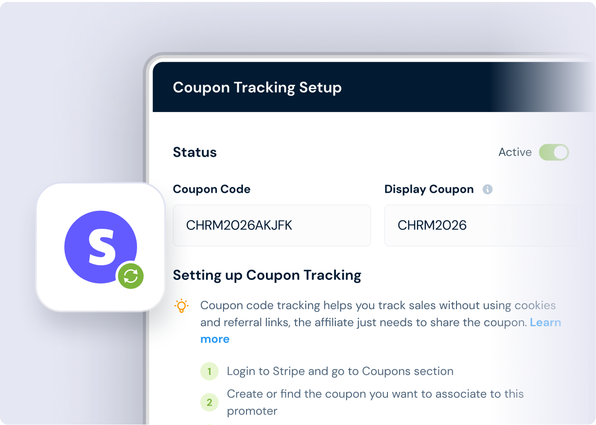 Coupon code tracking Stripe auto generation