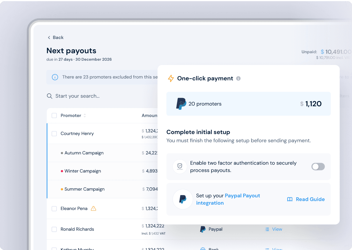Affiliate payouts at scale